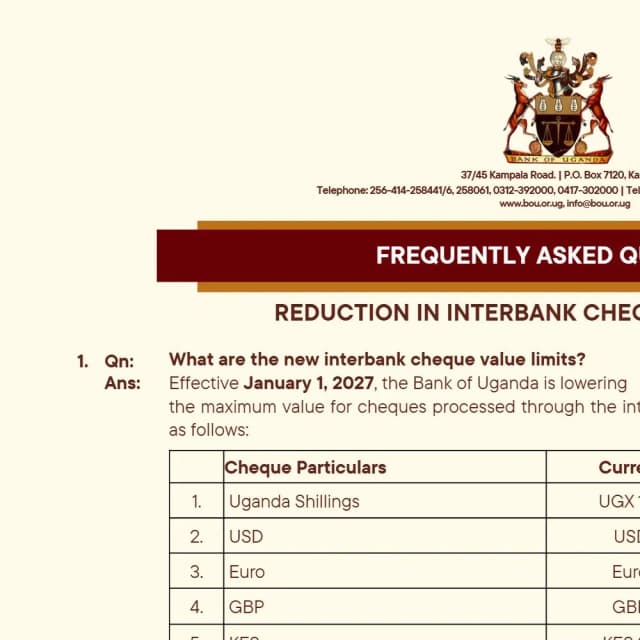 FAQs - Reduction in interbank cheque value limits