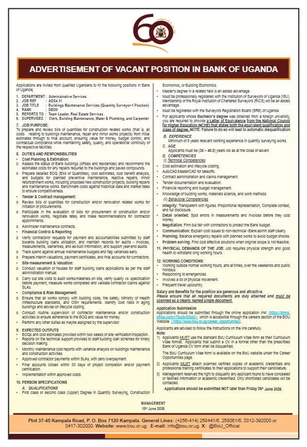 Advertisement of Vacant Position in Administrative...