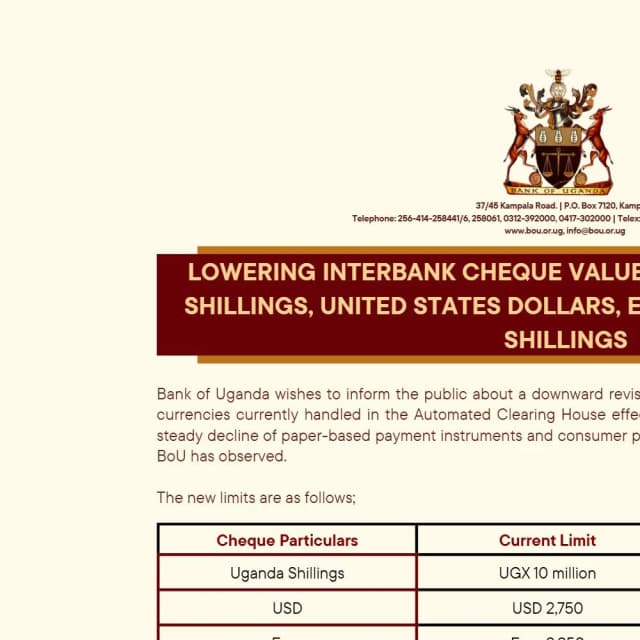 Lowering Interbank Cheque Value Limits