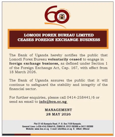 Lomodi Forex Bureau Limited Ceases Foreign Exchange...
