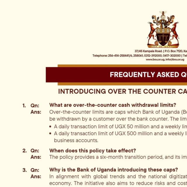FAQs - Introducing over the counter cash withdrawal limits