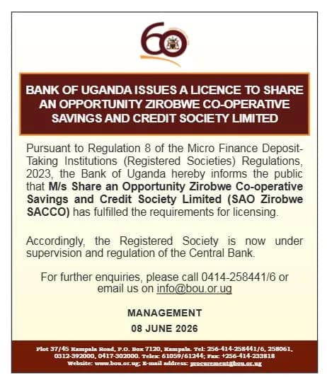 15 June Licencing SAO Zirobwe SACCO